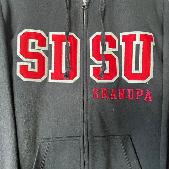 Bigcotton Gear SDSU Grandpa Hoodie Size Large Black Red Pullover Sweatshirt - Picture 3 of 6